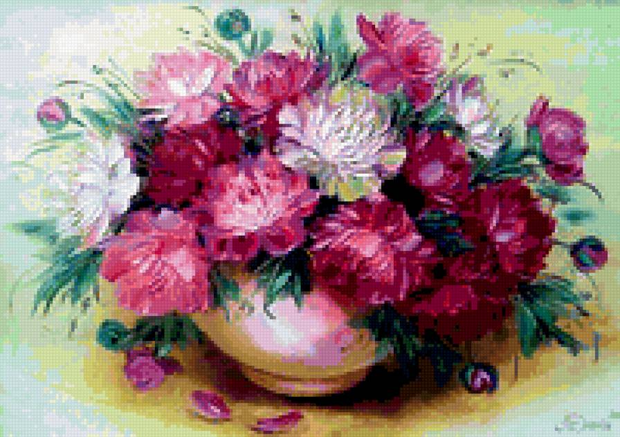 пионы на столе - картины - предпросмотр