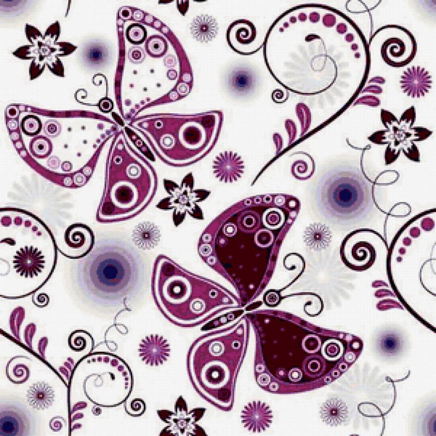 подушка "бабочки" - бабочки, подушка, узор, орнамент, цветы - предпросмотр