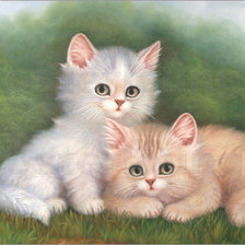 Схема вышивки «котята на траве»