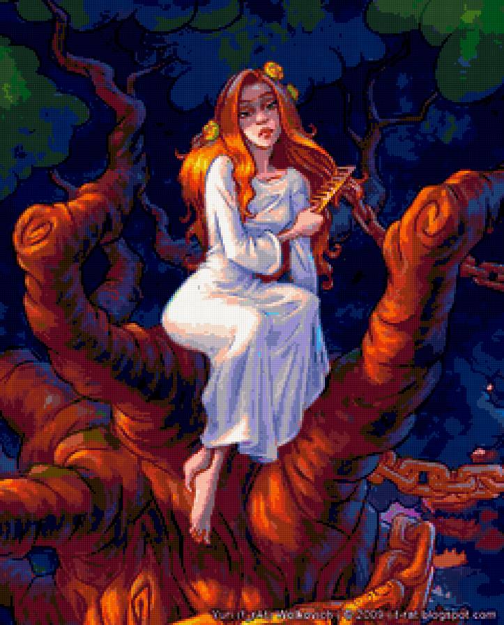 Русалка на ветвях - сказка, фэнтези, русалка, портрет, женщина - предпросмотр