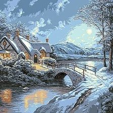 Схема вышивки «зимний пейзаж»