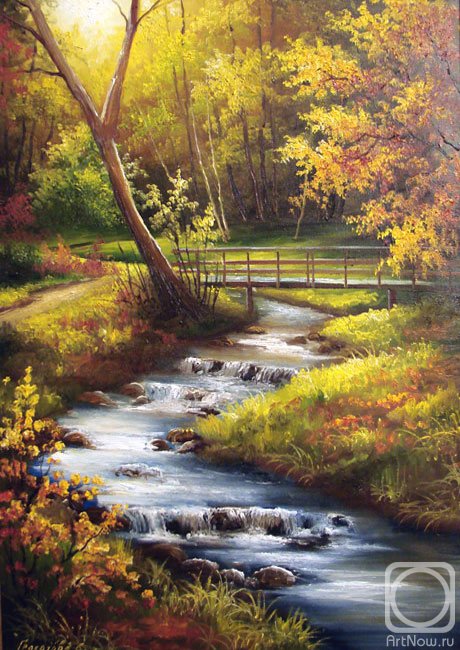 речка в лесу - пейзаж - оригинал