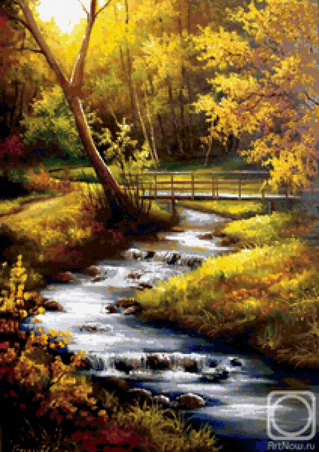 речка в лесу - пейзаж - предпросмотр