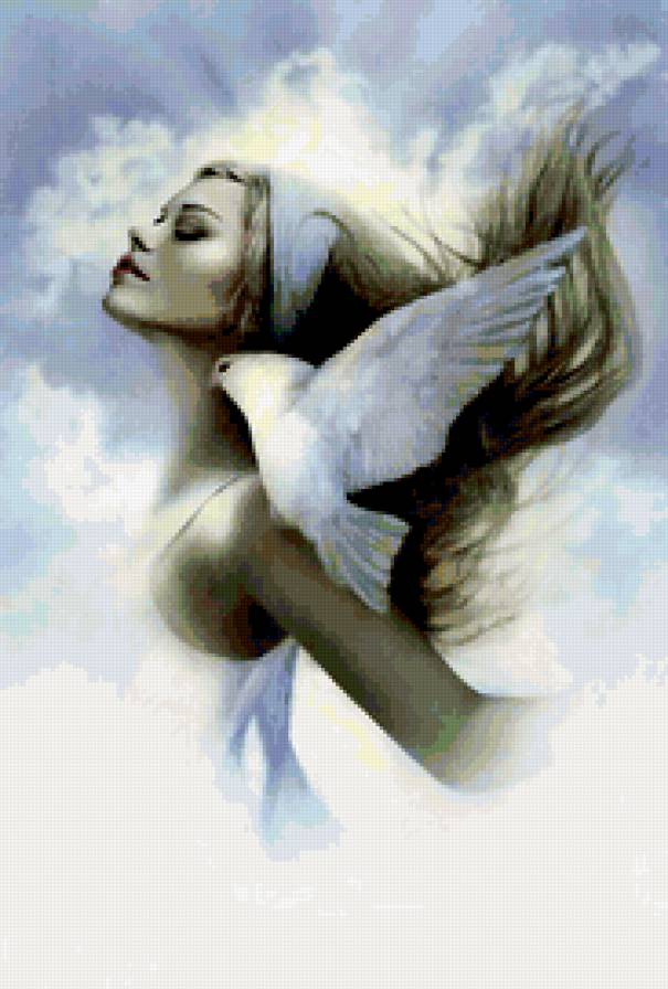 Нежность - птица, девушка, голубь - предпросмотр