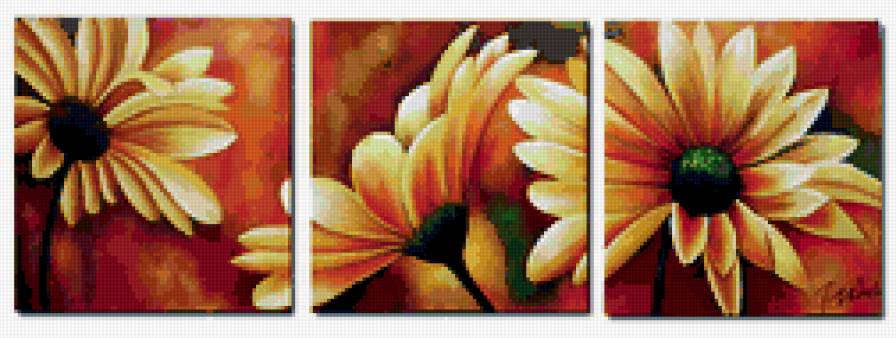 ромашки (триптих) - картина - предпросмотр