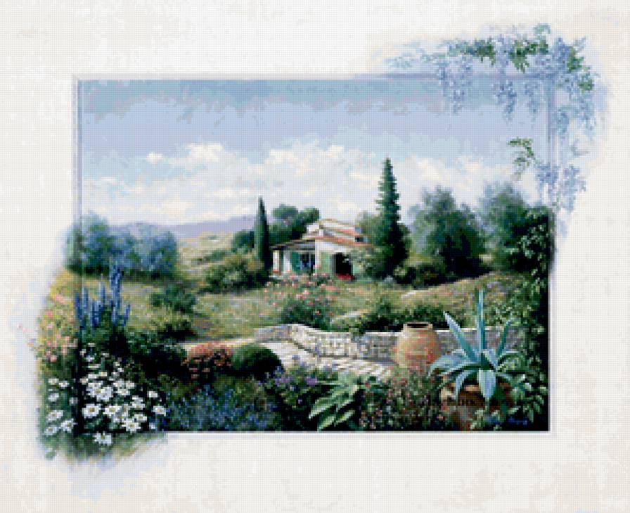 летний пейзаж - дорожка, лето, деревья, дом - предпросмотр