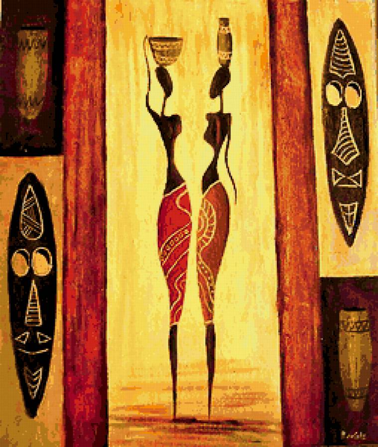 африканки с кувшинами - маски, кувшины, африканские женщины, африка, африканки, кув - предпросмотр