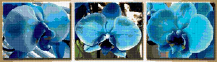 Триптих Синие орхидеи - предпросмотр