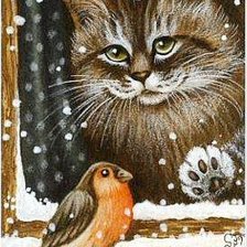 Схема вышивки «Кот и птичка»