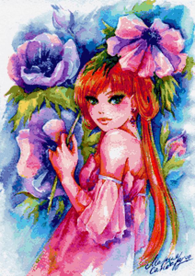 Девочка в цветах - девушка, пионы, цветы - предпросмотр