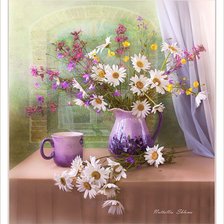 Схема вышивки «Натюрморт с полевыми цветами»