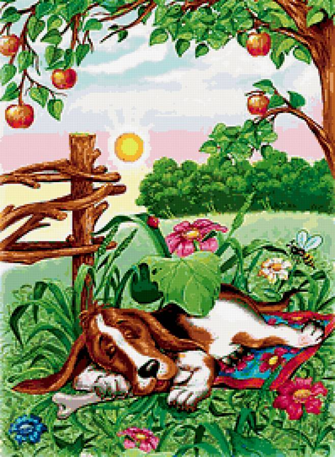 После вкусного обеда - день, сон, собачка, лето - предпросмотр