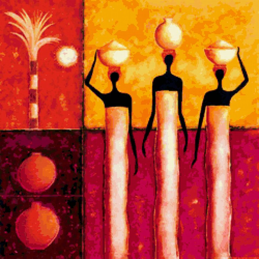 африканки с кувшинами на голове - африканские женщины, этнич, негритянки, яркие африканки, кувшины - предпросмотр