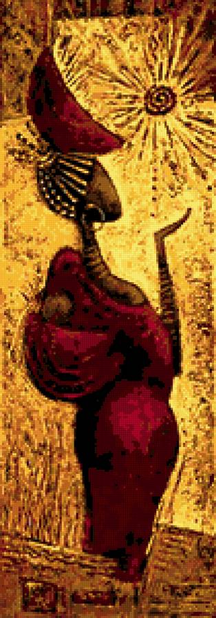 африканка с солнцем на ладошке - женщина, солнце на ладони, этника, африка, этнический мотив - предпросмотр