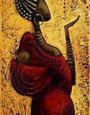 Схема вышивки «африканка с солнцем на ладошке»