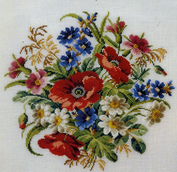 Полевой букет - цветы, ромашки, васильки, букет, маки - оригинал