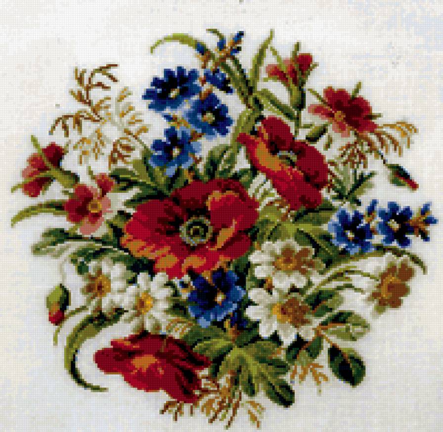 Полевой букет - цветы, букет, васильки, маки, ромашки - предпросмотр