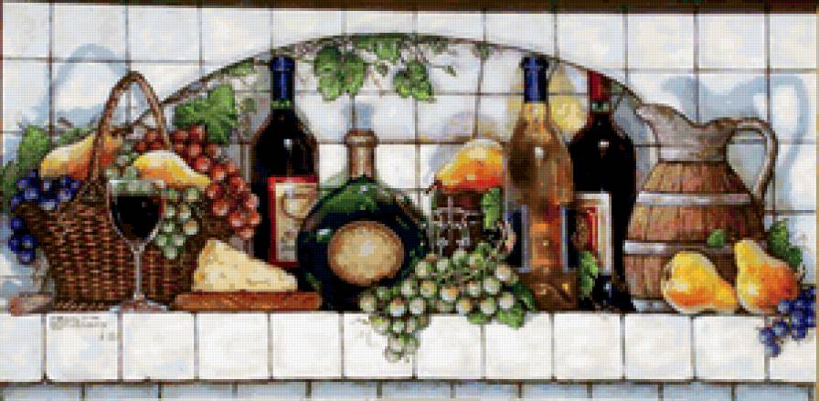 натюрморт для кухни - фрукты, вино - предпросмотр