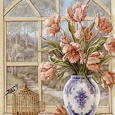 Схема вышивки «цветы в вазе»