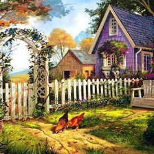 Схема вышивки «Домик в деревне»