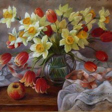 Схема вышивки «натюрморт из нарцисов»