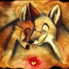 Схема вышивки «лиса и волк»