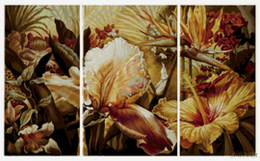 гибискус  (триптих) - цветы - предпросмотр