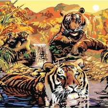 Схема вышивки «тигры»