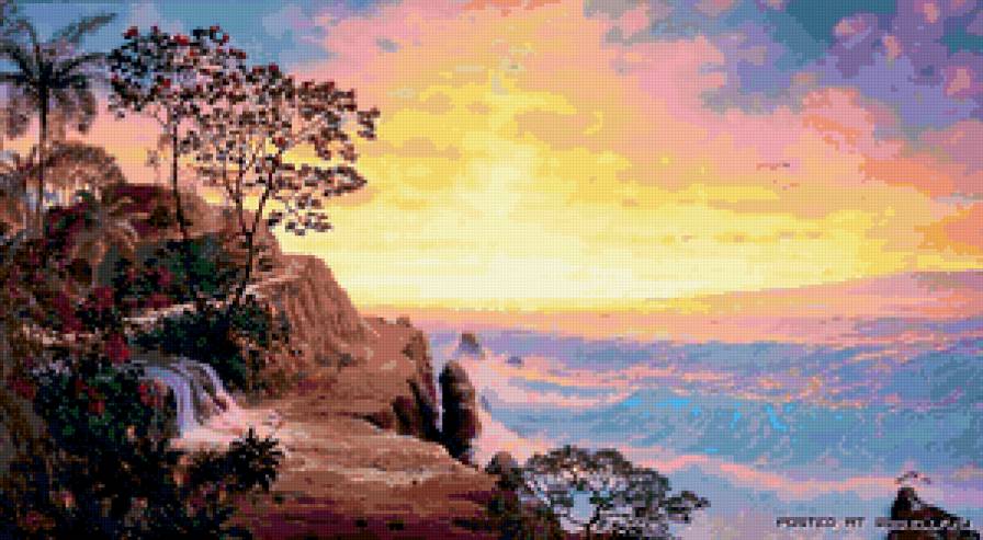 Панамский канал:Закат - природа, берег, море, закат - предпросмотр