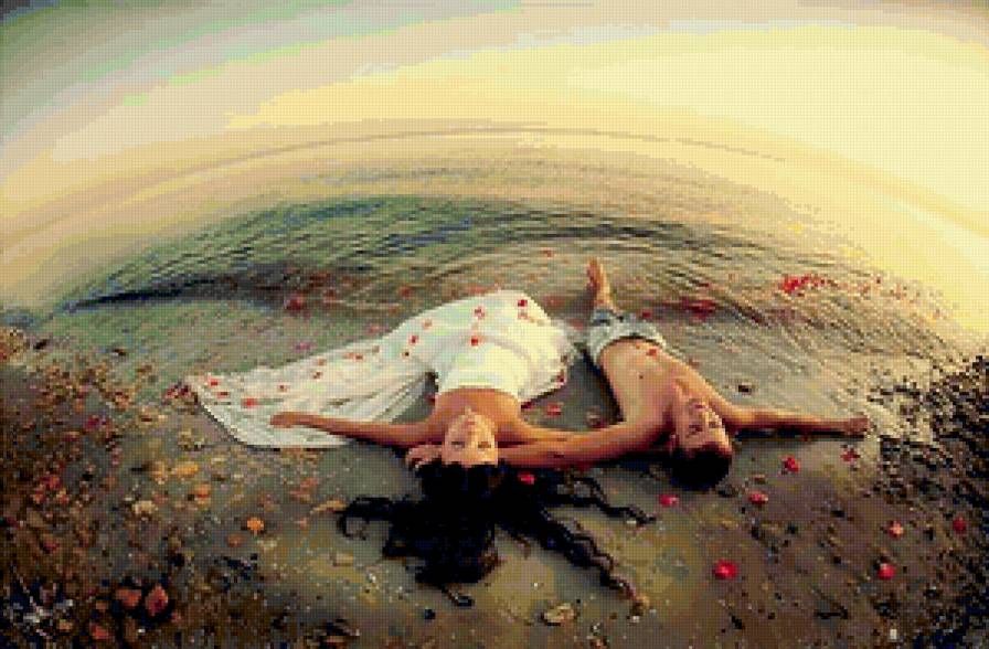 пара на берегу - пара, пляж, берег, люди - предпросмотр