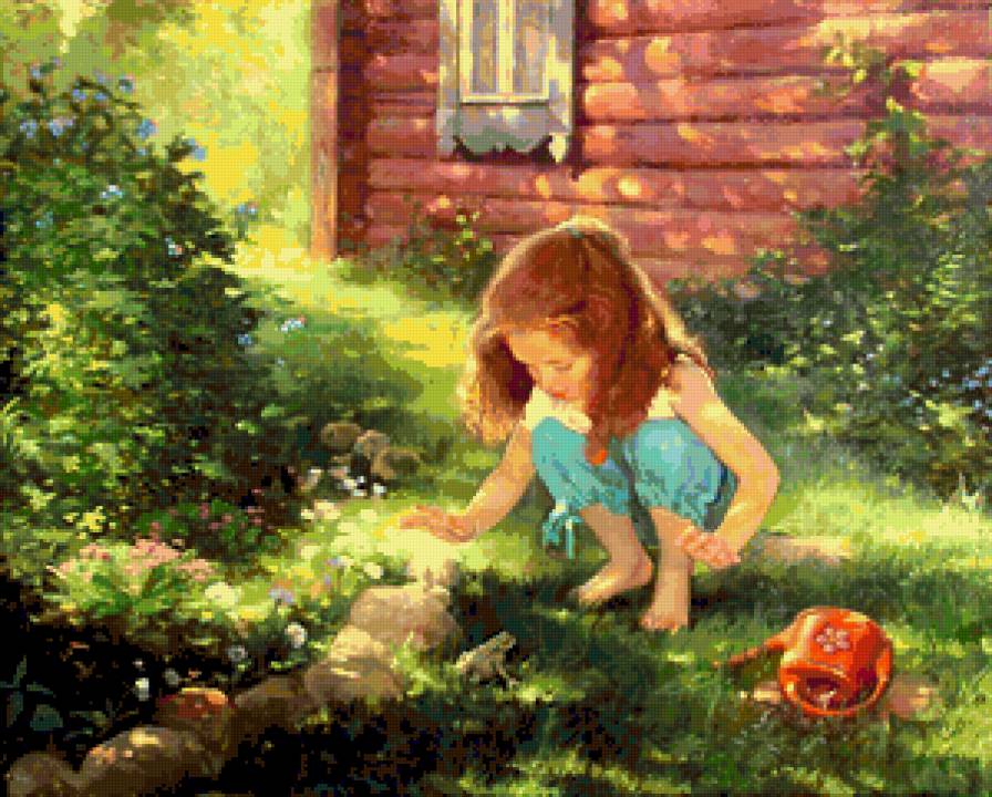 серия "дети" - дети.девочка.лягушка - предпросмотр