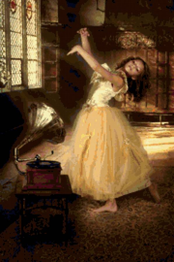 серия "дети" - дети.девочка.грамофон.балерина - предпросмотр