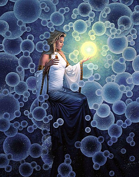 Светящийся шар - свет, пузыри, шары, картина, девушка - оригинал