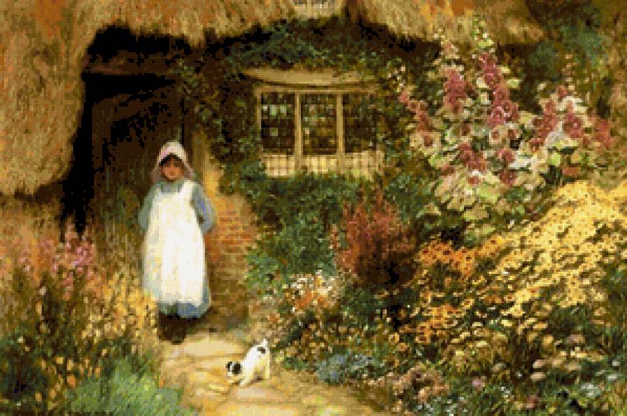 Шотландская пастораль 2 - а.к.стречен, пейзаж, сад, домики - предпросмотр