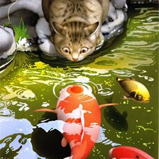 Схема вышивки «котик-котофей на рыбалке»