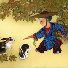 мальчик и кролики