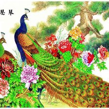 Схема вышивки «павлины»