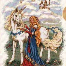 Схема вышивки «девушка и единорог»