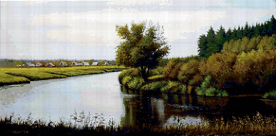 пейзаж - река, деревня, природа, пейзаж - предпросмотр