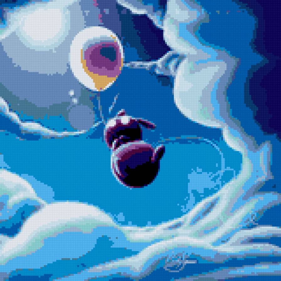 На воздушном шарике. - зайчик, подушка, юмор - предпросмотр