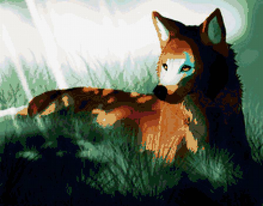 Лиса отмеченная небом. - животные, абстракция, лис - предпросмотр