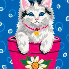 Схема вышивки «котенок в цветочном горшке»