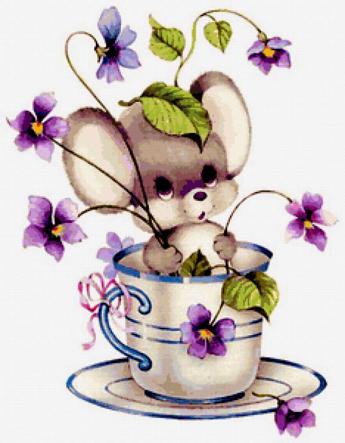 Серия "Детское" - цветы, мультик, животные, фиалки, мыши - предпросмотр