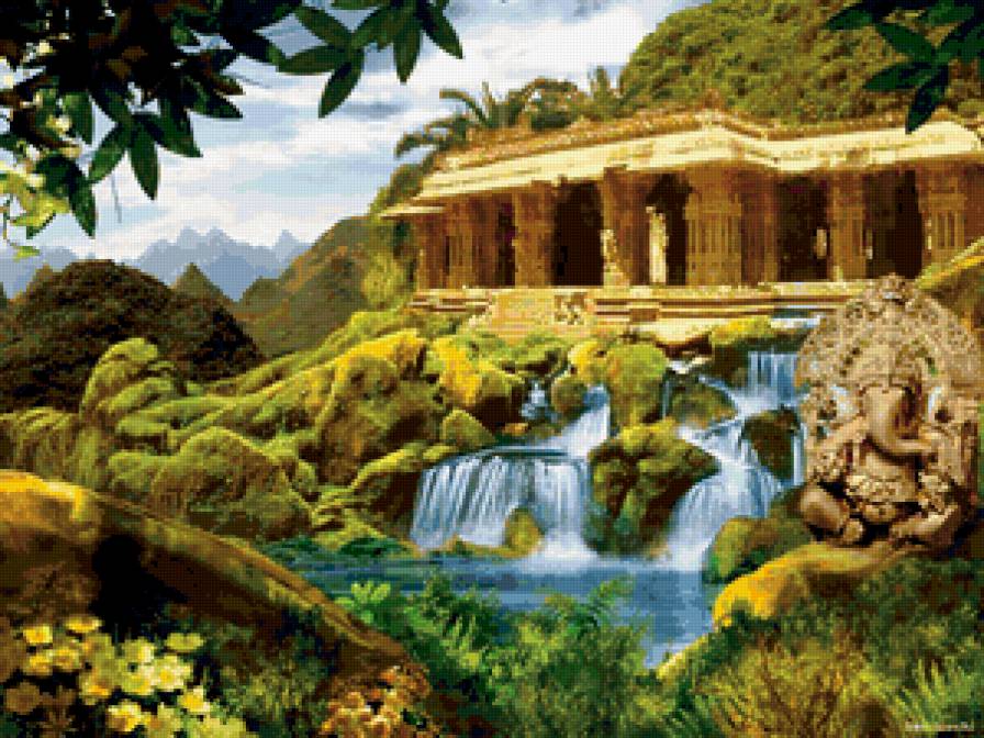 летний пейзаж - вода, лето, водопад, река, природа - предпросмотр