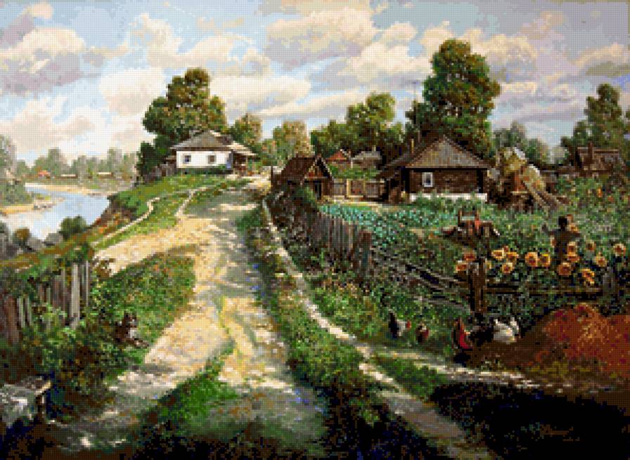 Сельский пейзаж - природа, село, сельский пейзаж. - предпросмотр