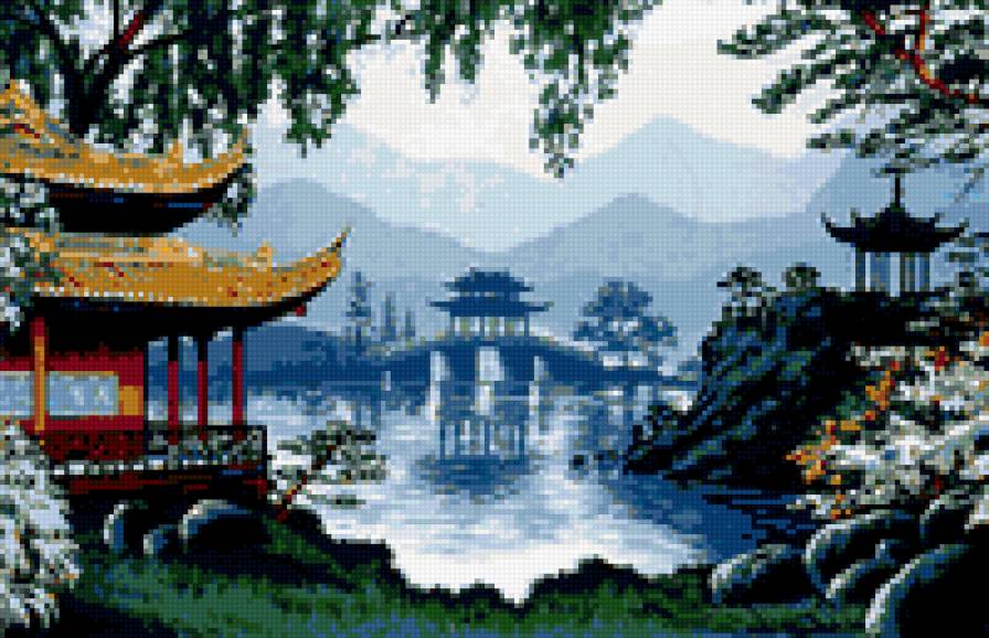 япония - япония, пейзаж, пагоды, покой - предпросмотр