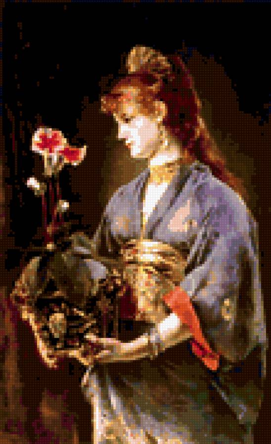 девушка с цветком - девушка - предпросмотр