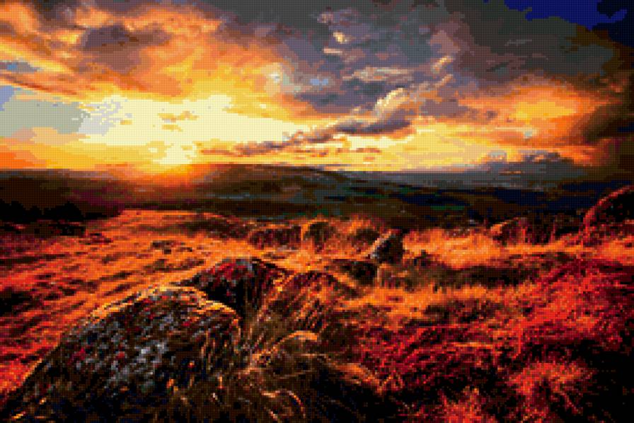 Осень в горах - осень, горы, закат - предпросмотр