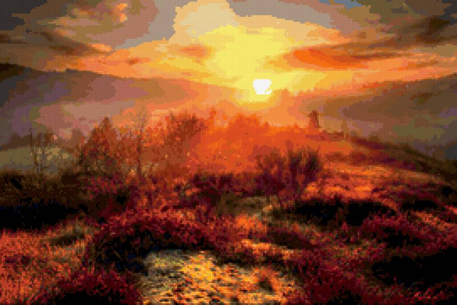 Осень в горах - осень, горы, закат - предпросмотр