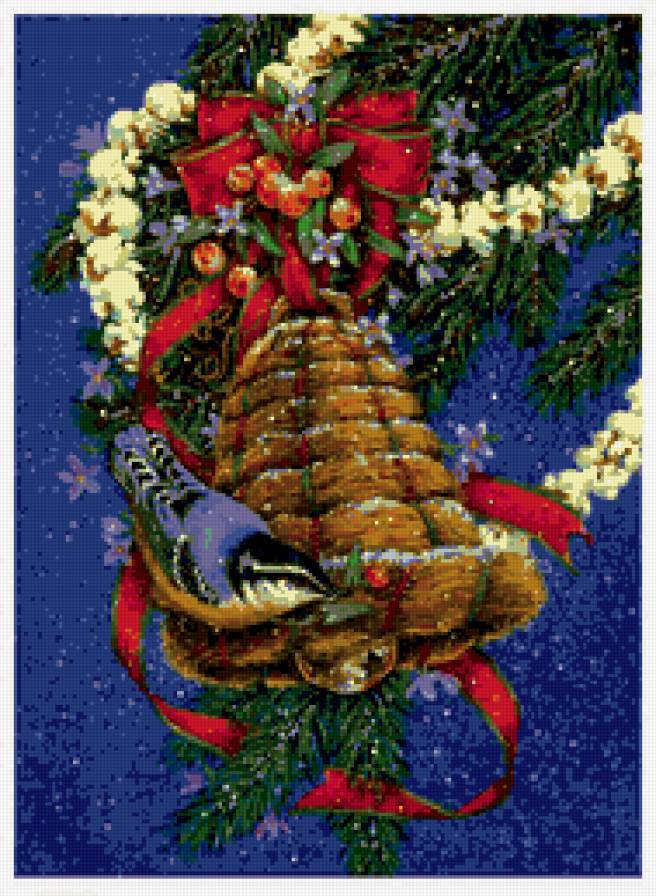 Синичка - пернатые, рождество - предпросмотр